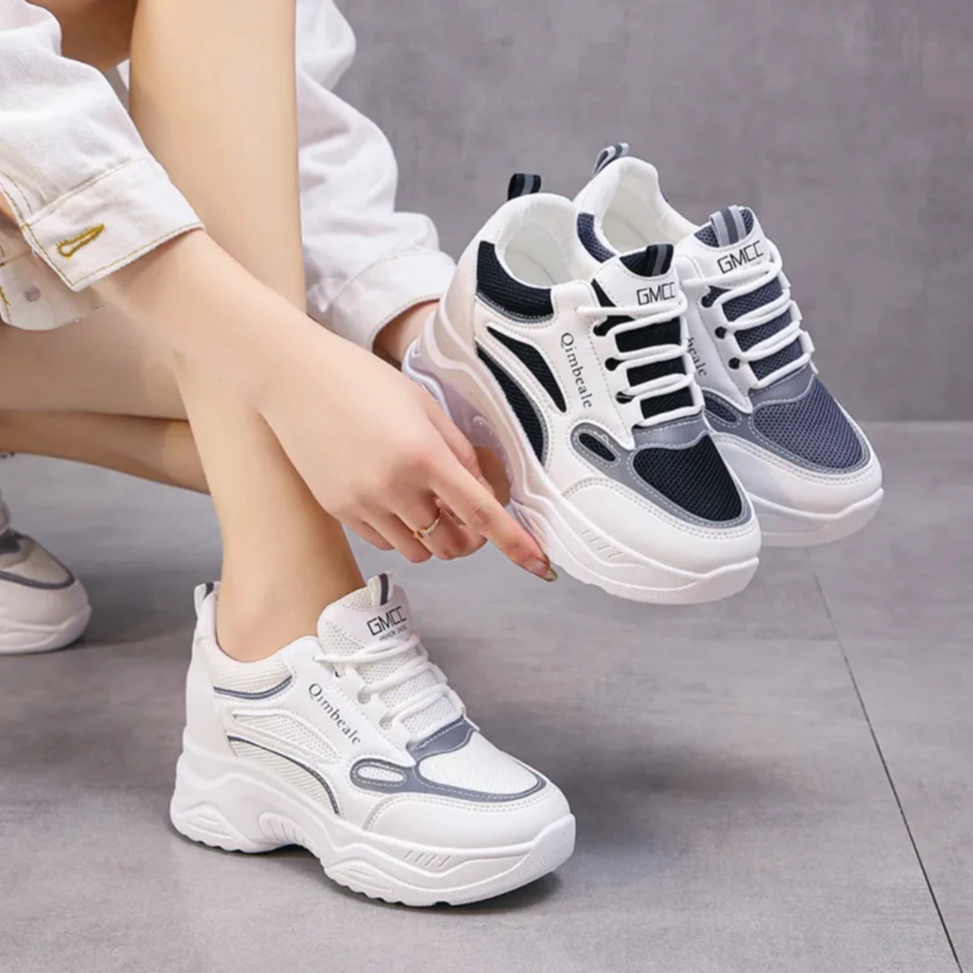 B01春夏运动春季新款网面厚底内增高老爹鞋时尚休闲透气百搭女鞋