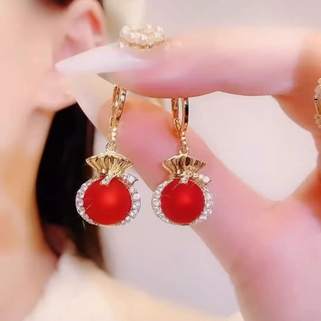 舒啸 铜合金耳饰 轻奢个性国风设计感红色福袋时尚小众精致耳环18