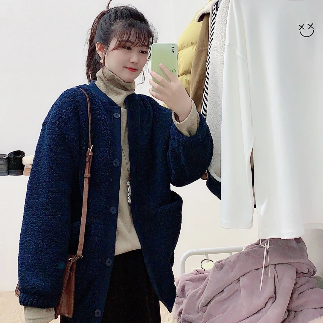 松紧边加厚颗粒绒棒球服外套