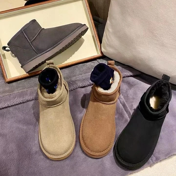 冬雨款男女同款棉鞋,短靴,冬季,,时尚加绒加厚保暖牛皮雪地靴