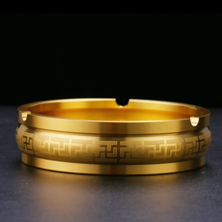 黄铜材质万字纹烟灰缸时尚创意回纹烟灰缸办公室茶桌烟灰缸摆件