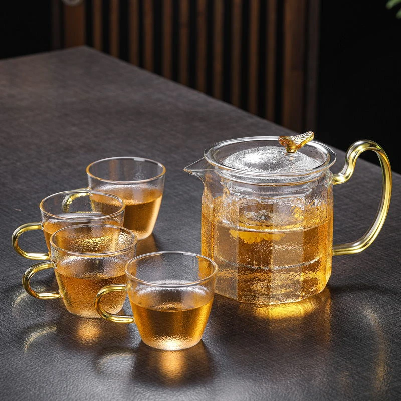 玻璃茶壶功夫泡茶壶煮茶壶家用耐高温过滤花茶壶套装十二面菱形壶