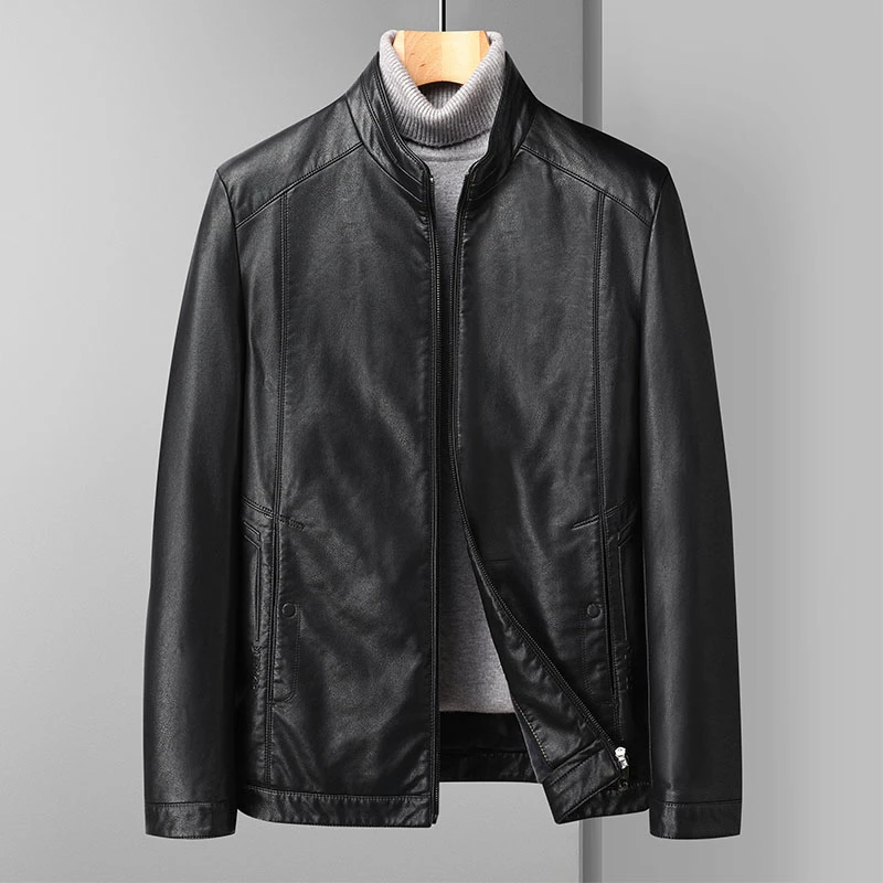 【爆款上新】2021秋季皮衣夹克外套商务休闲PU皮立领皮夹克5678#