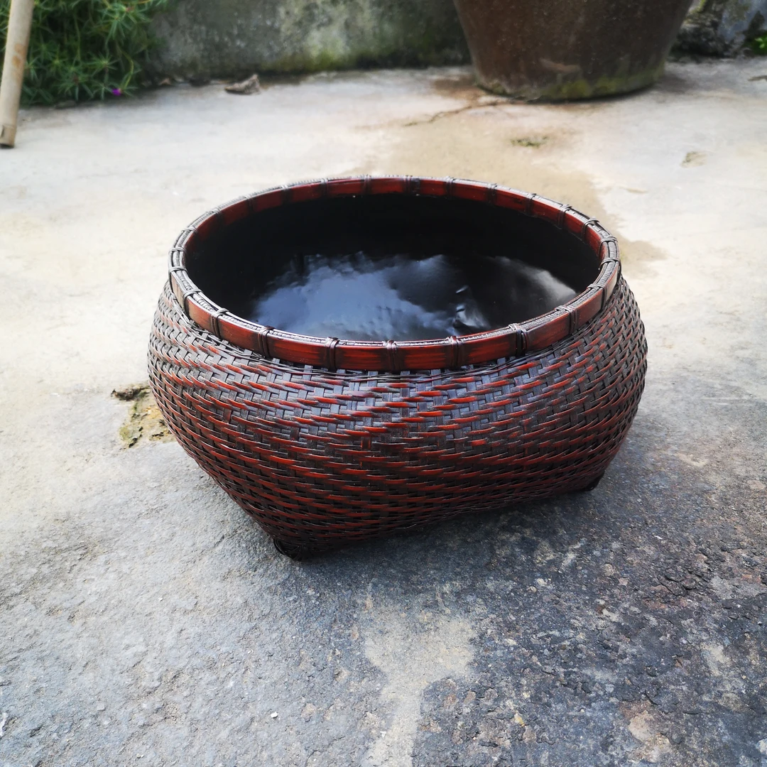 竹编做旧工艺炭盒