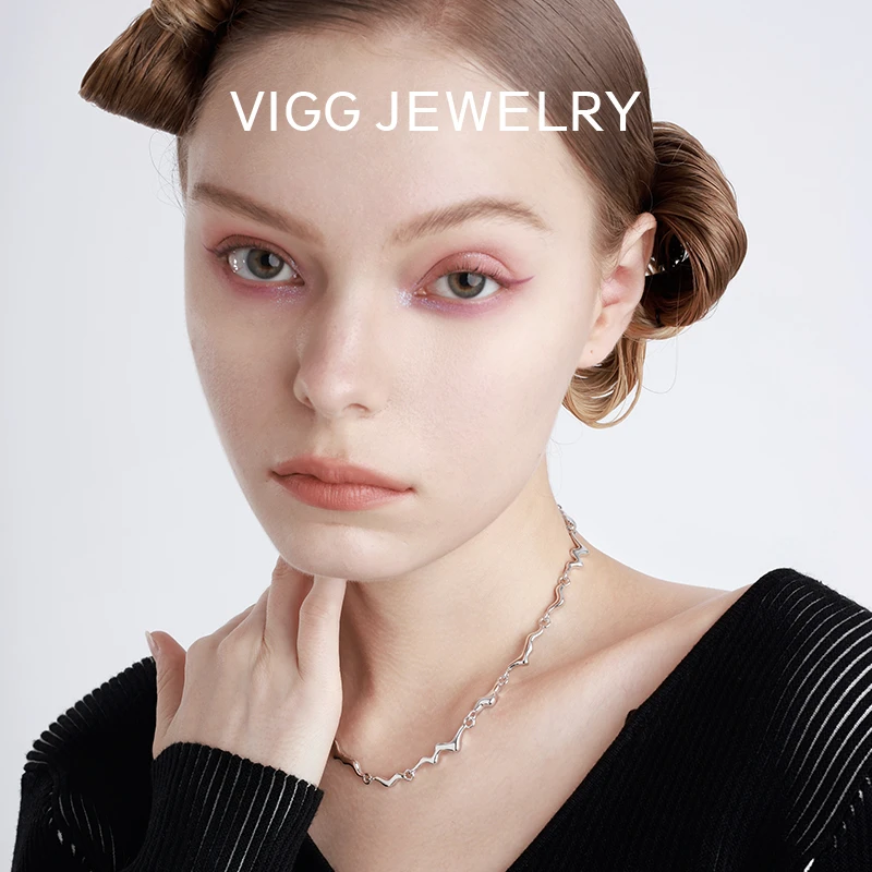 VIGG 铜合金项链 水波链 轻奢简约项链耳环时尚百搭饰品ins