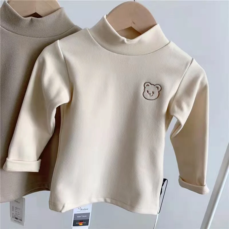 金果果 儿童秋冬半高领打底衫男童长袖T恤女童纯色内搭上衣