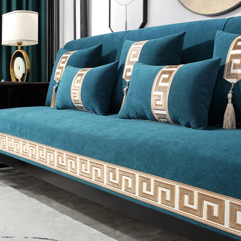 （回形）新中式沙发垫2024新款四季通用高档防滑沙发套罩坐垫靠背巾