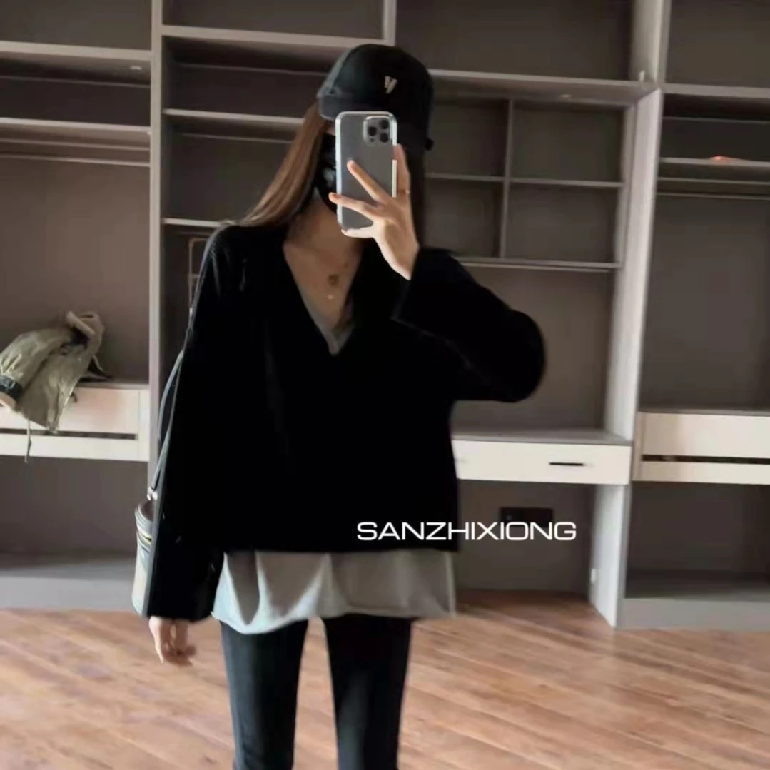 【MISS BEAR DESIGN】简约百搭假两件针织毛衣