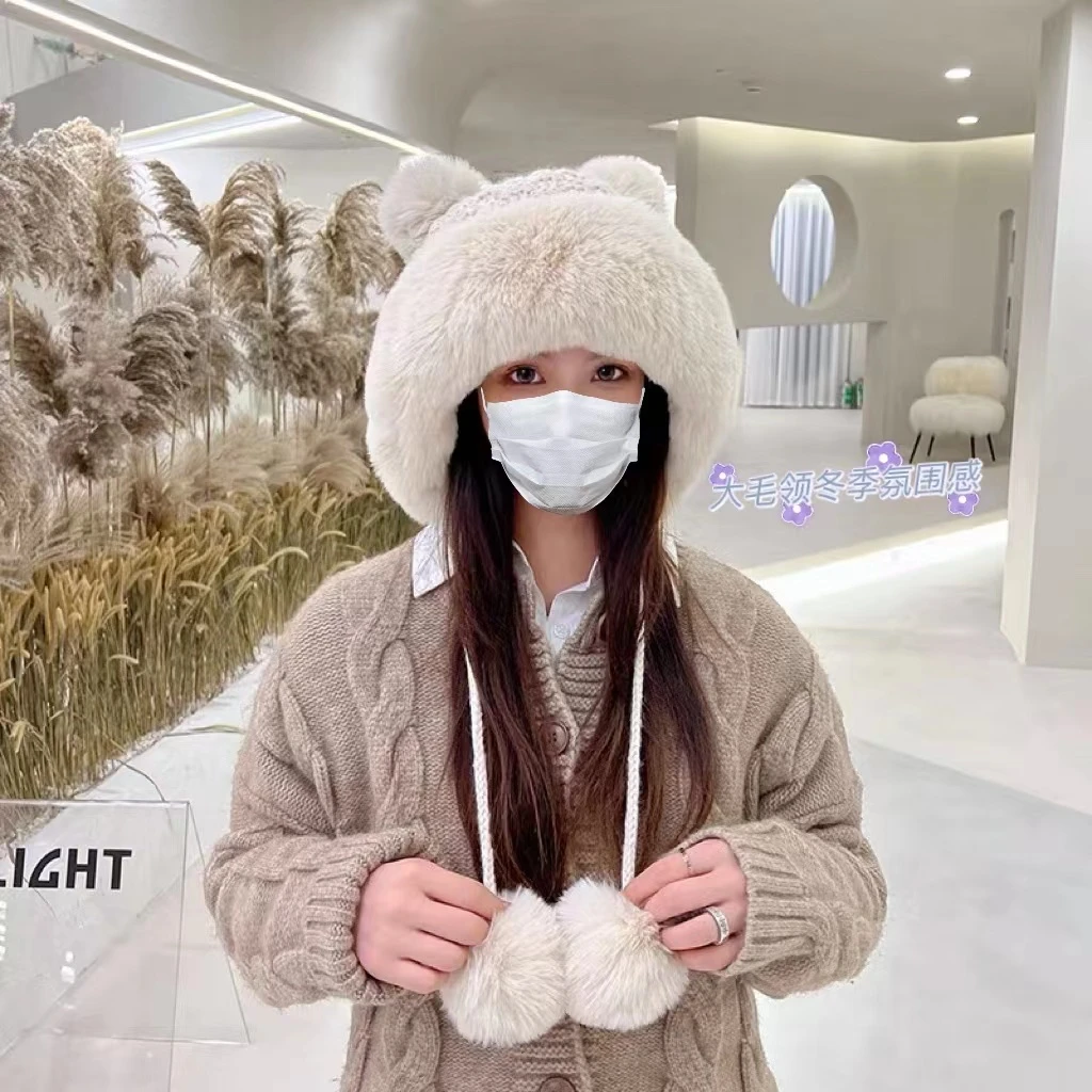 冬季针织护耳可爱保暖帽毛毛帽子