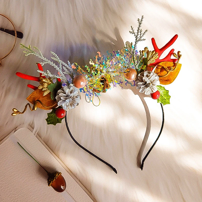 创意圣诞节日麋鹿角发箍网红可爱发饰发夹装饰品聚会晚会装扮礼品