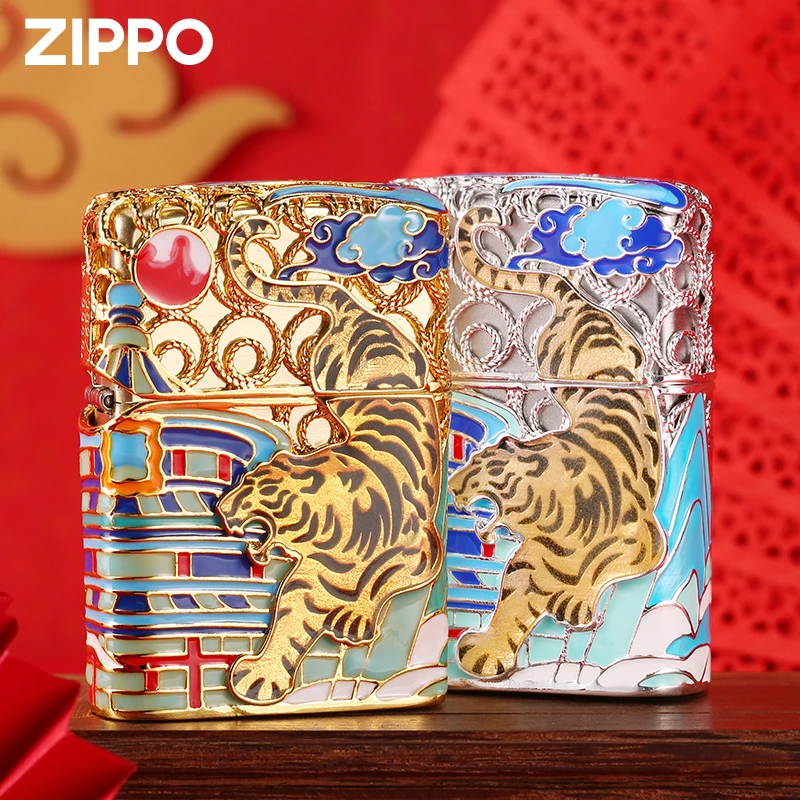 Zippo打火机夜光虎寅虎珐琅瑞兽系列重甲机DYJ1