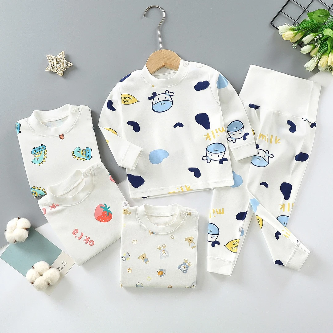 秋衣秋裤套装婴儿长袖内衣女童高腰护肚睡裤男宝宝新生儿打底衣