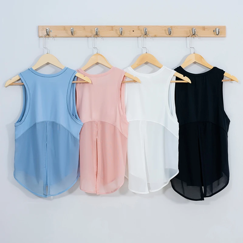 绑带运动背心女速干跑步健身上衣薄款瑜伽服外搭无袖罩衫宽松外穿