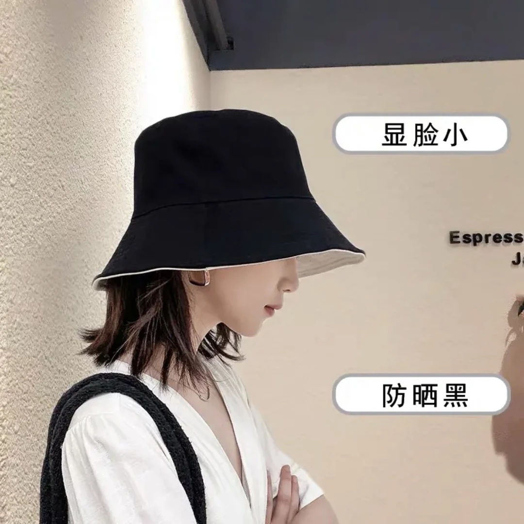 双面带网红黑色防紫外线防晒遮阳夏季帽子女百搭春夏时尚显脸小帽