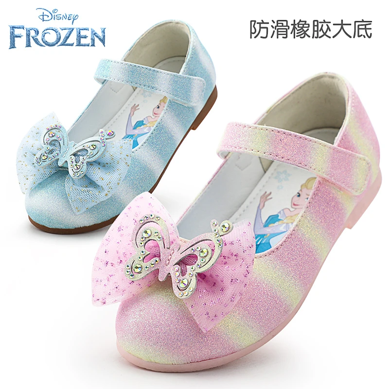 艾莎公主鞋女童皮鞋迪士尼2023新款冰雪奇缘宝宝女孩单鞋夏季软底