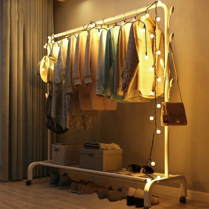 简易挂衣架落地卧室多用置物架家用室内衣帽架网红晾衣服收纳一体