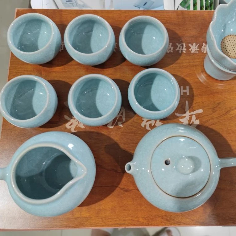 西施壶天青冰片茶具套装玛瑙入釉 汝州原产地华瑞汝瓷任全现窑
