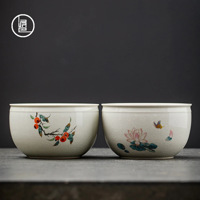 泥巴人草木灰茶大号茶洗笔洗陶瓷茶具配件水盂茶桶家用水洗