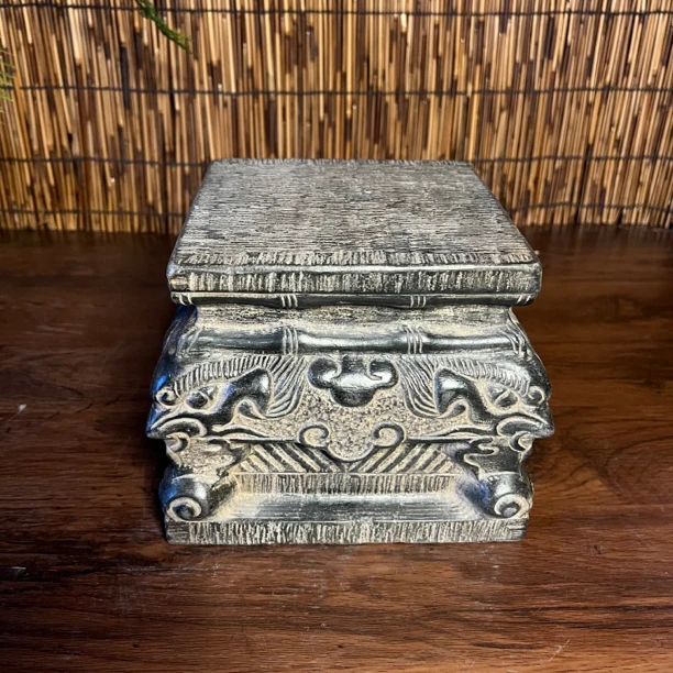 晋聚堂青石石雕四兽头复古方墩石凳工艺品雕刻方形