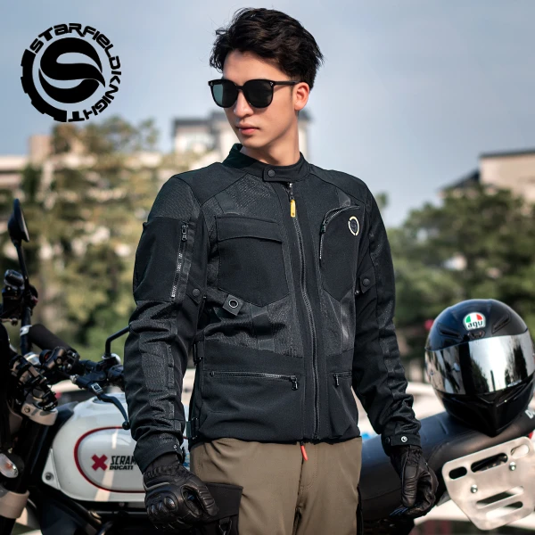 STAR FIELD KNIGHT/星空骑士新款舒适透气反光防摔网眼机车服