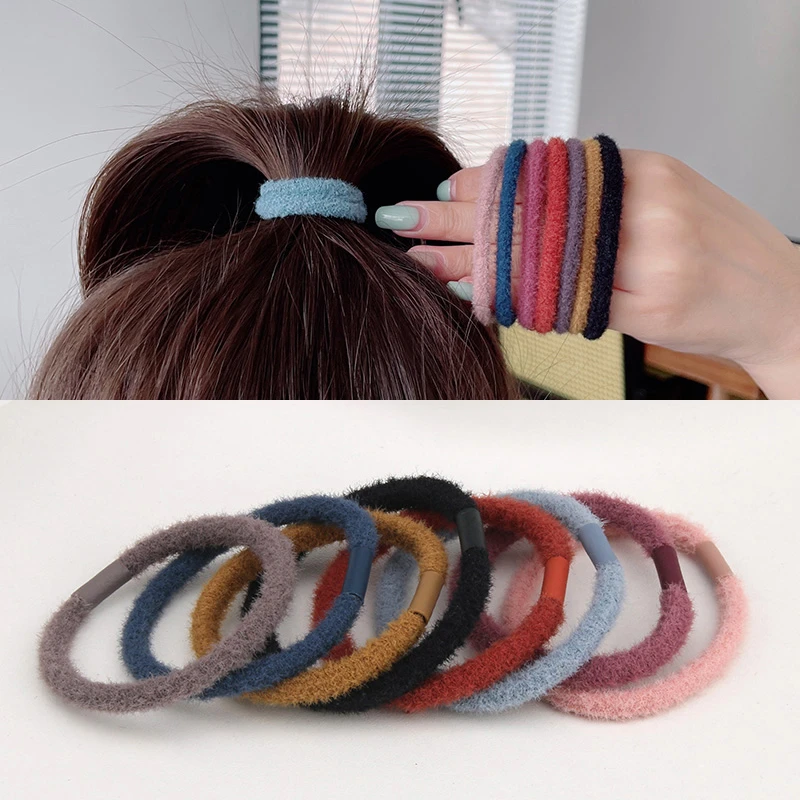 韩式耐用弹力扎头发基础发圈发饰韩国毛绒发绳头饰品马尾头绳少女