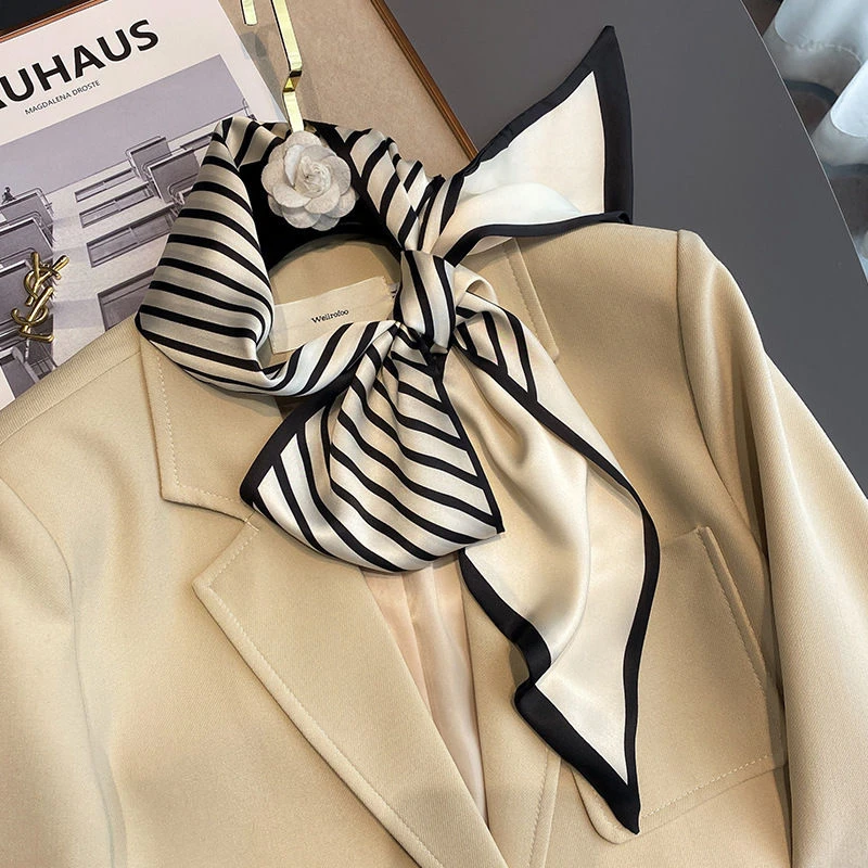 【条纹拼接】经典条纹小丝巾时尚百搭领巾两用发带女（14*145CM）