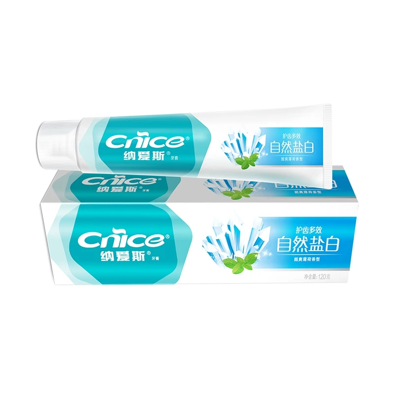 纳爱斯自然盐白牙膏薄荷清新口气120g*2支护龈洁齿多效护齿活力