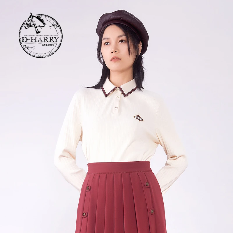 D-HARRY/迪哈利精致长袖印花撞色针织喇叭袖毛针织衫DH211B92329D
