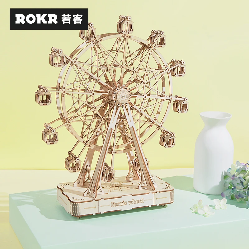 若客 若来摩天轮八音盒木质diy拼装模型