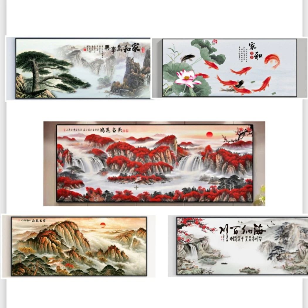单幅大尺寸装饰画，晶瓷晶钻，铝合金外框沙发背景画立体客厅画现代