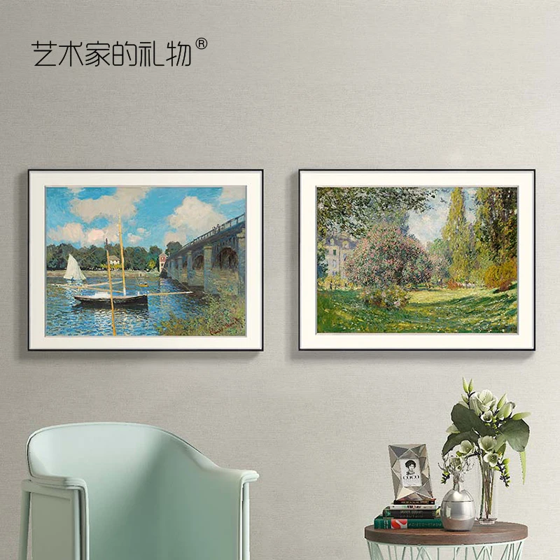 莫奈油画风景名作 博物馆级复刻版画 印象派客厅装饰画玄关挂画