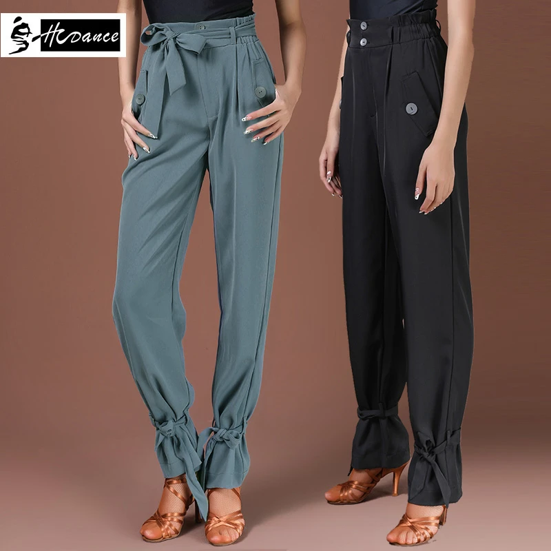 HCDance/皇朝舞蹈  拉丁舞服女士拉链跳舞裤高腰摩登长裤子 A2189