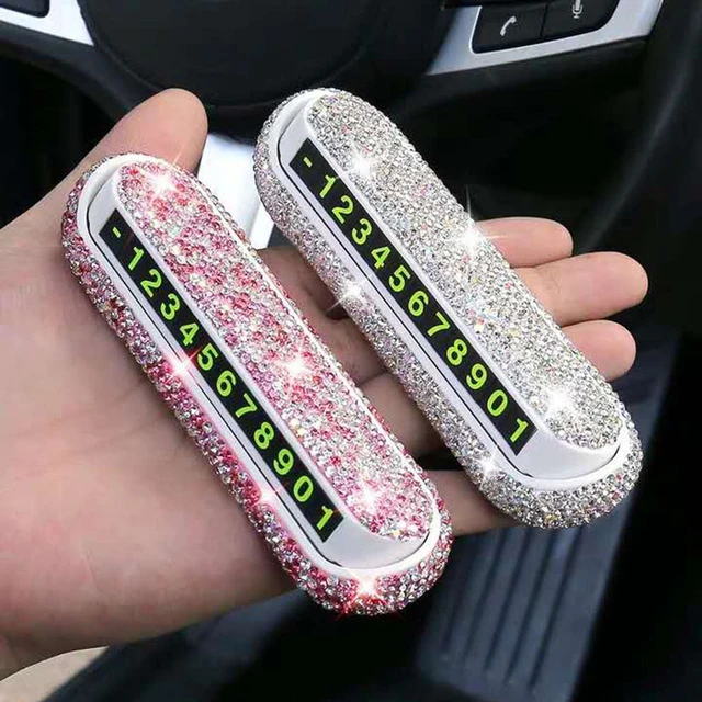 车载镶钻可隐藏式临时停车牌汽车停车号码牌中控台副驾驶摆件