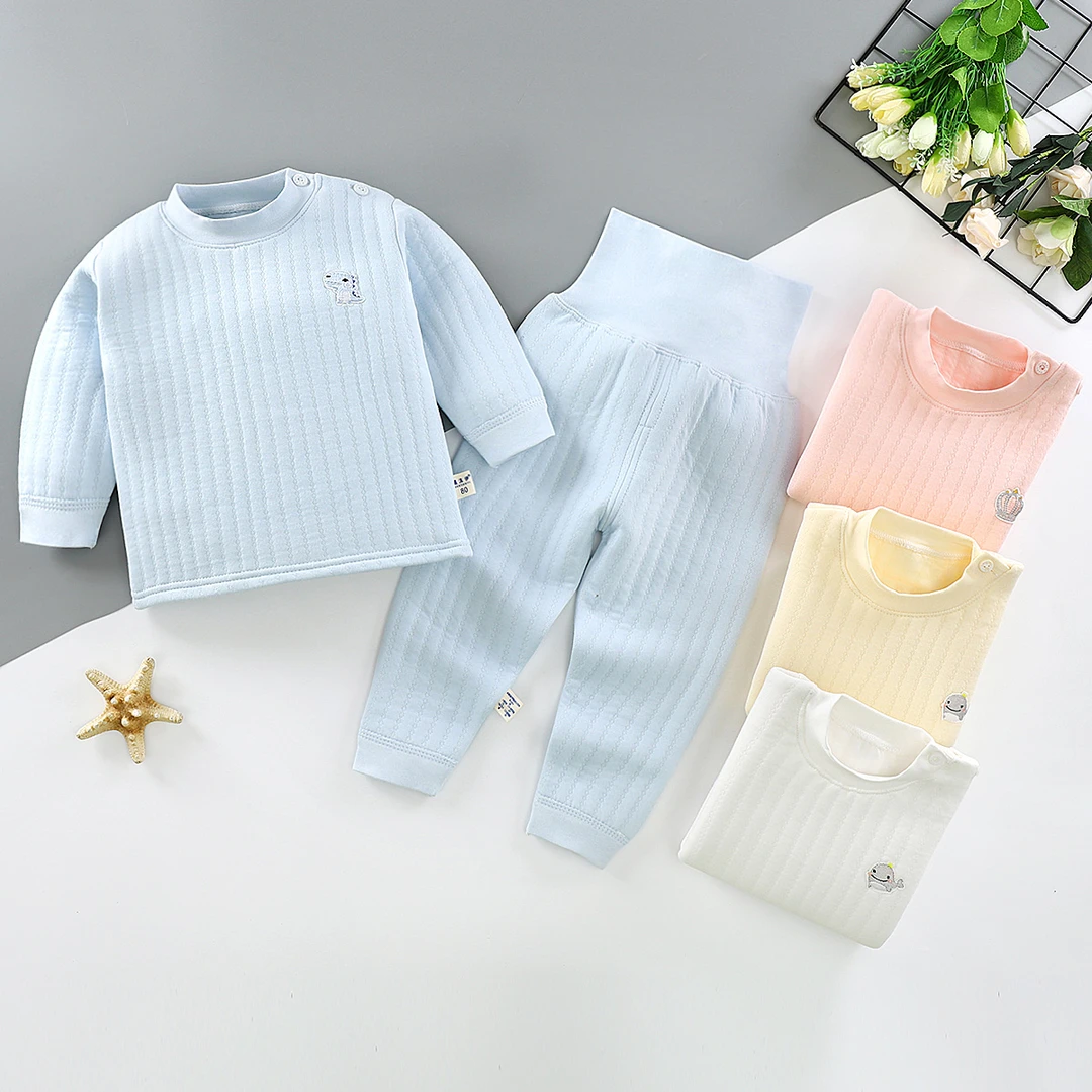 宝宝保暖内衣纯棉婴儿秋冬衣服男女童睡衣儿童夹棉加厚秋衣裤冬季