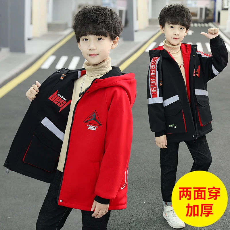 男童春秋两面穿外套2022新款韩版帅气中大童春季洋气风衣男孩