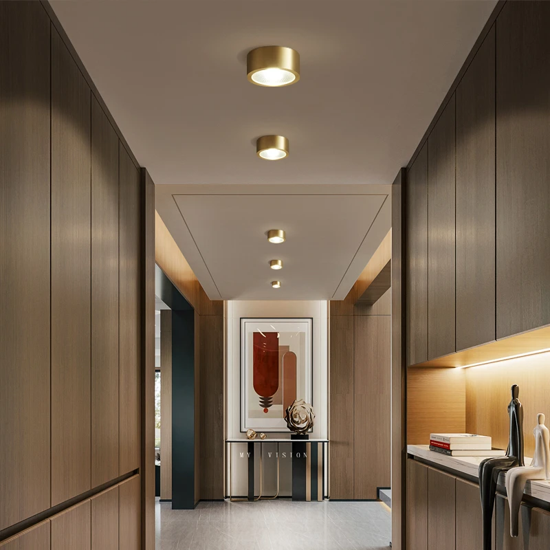 过道灯走廊灯入户灯进门玄关灯创意衣帽间全铜轻奢明装led吸顶