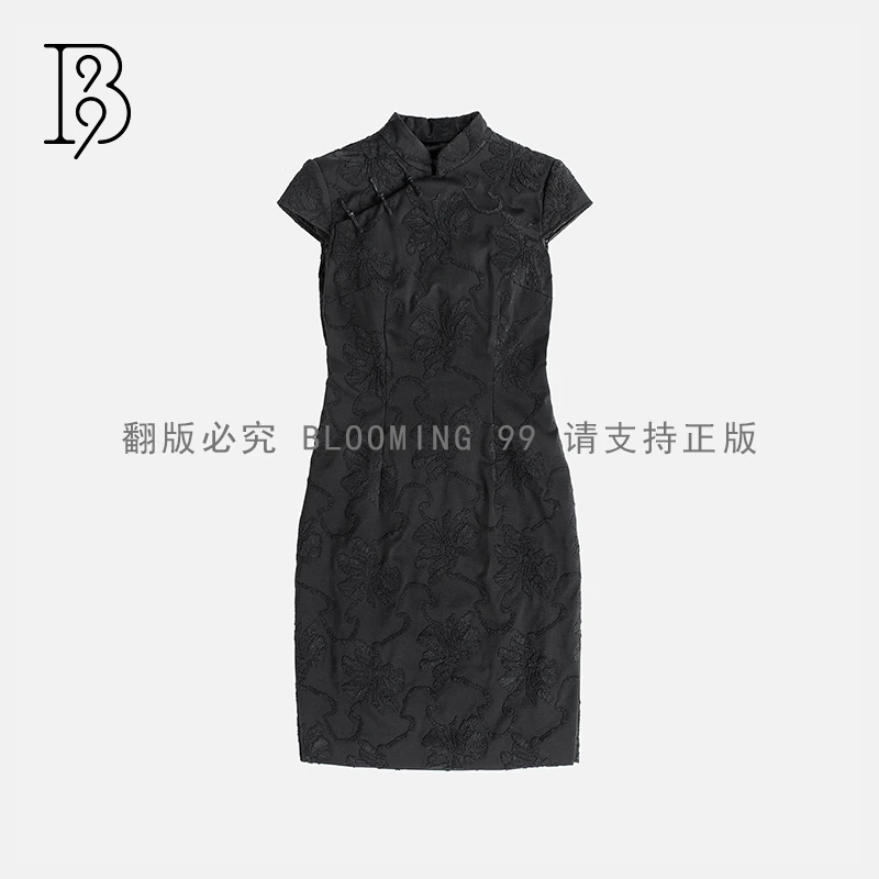 B99设计师款旗袍修身女士时尚国风连衣裙复古气质ZT13030-A蕾丝