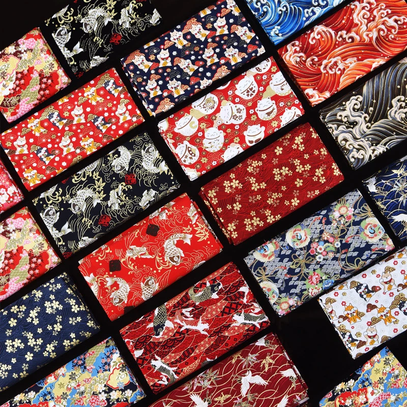 日式和风烫金棉布 家居布艺手工拼布DIY面料日式纯棉服装印染布料