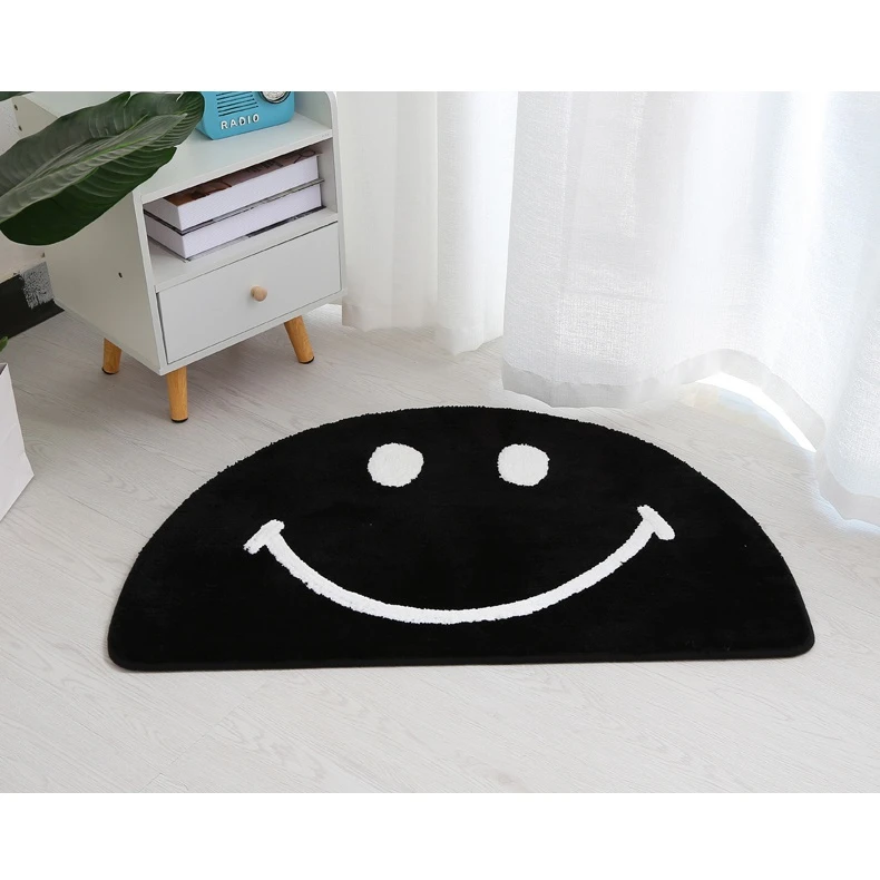 梦乡美半圆黄色笑脸可爱儿童卧室门口防滑脚垫浴室吸水地垫