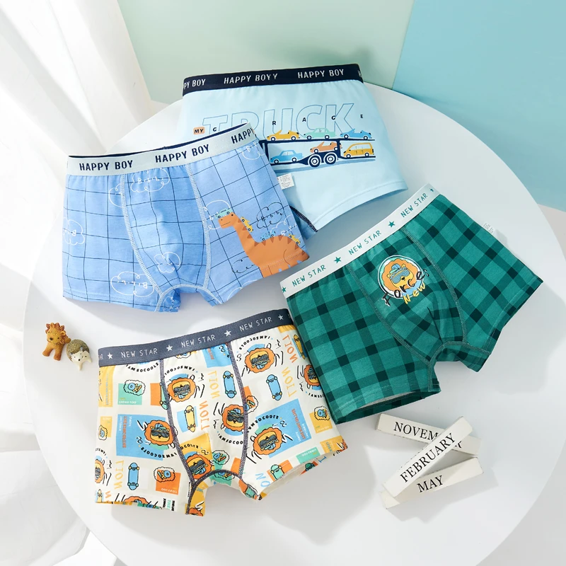 「华姐粉丝专享」男童女童内裤4条装升级透气裆纯棉平角裤不夹pp