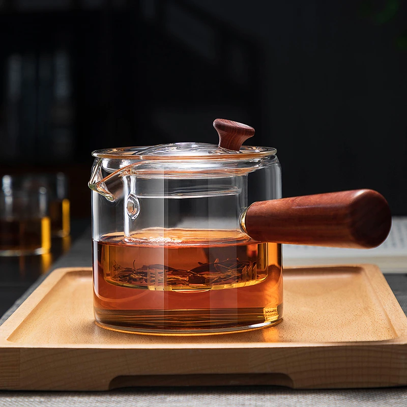 （破损包赔）耐热玻璃茶壶煮茶器泡茶壶耐高温侧把壶高硼硅玻璃壶