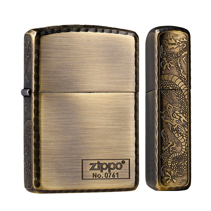 ZIPPO打火机三面盘龙日版ZBT-3-31盔甲侧面雕刻金色薰金 TC8701ZB