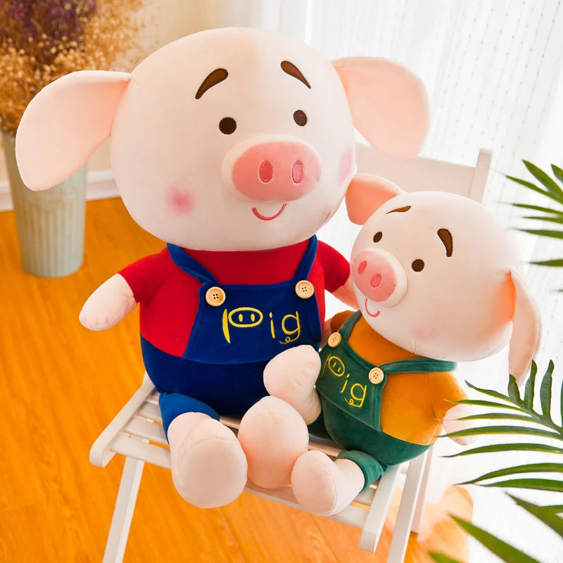 背带猪毛绒玩具公仔