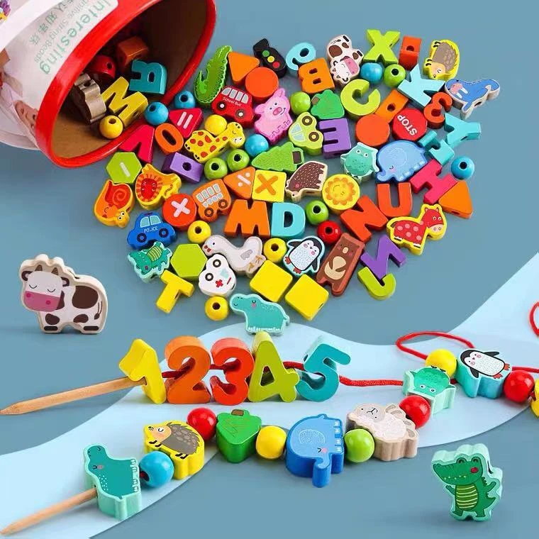 木丸子趣味早教串珠穿线100颗粒桶装0277