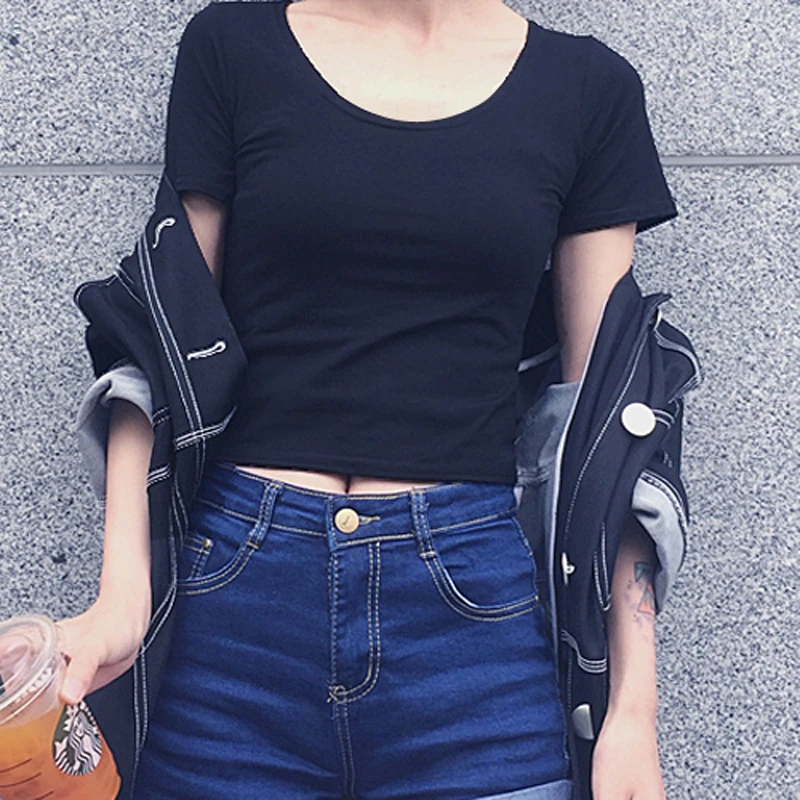 辣妹风短款T恤夏季2025新款修身圆领短袖露锁骨上衣女装ins潮搭