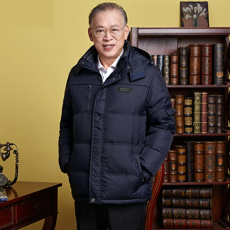 冬季中老年男90绒士保暖加厚中年人爸爸装短款老人爷爷冬装羽外套