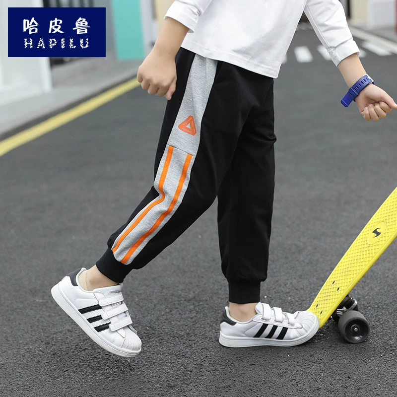 男童运动裤春秋款外穿中大童14岁洋气黑色裤子秋款长裤薄休闲宽松