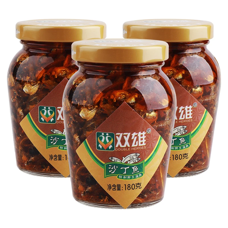 双雄豆豉沙丁鱼仔开盖即食小银鱼干潮汕佐餐下饭沙丁鱼罐头香辣