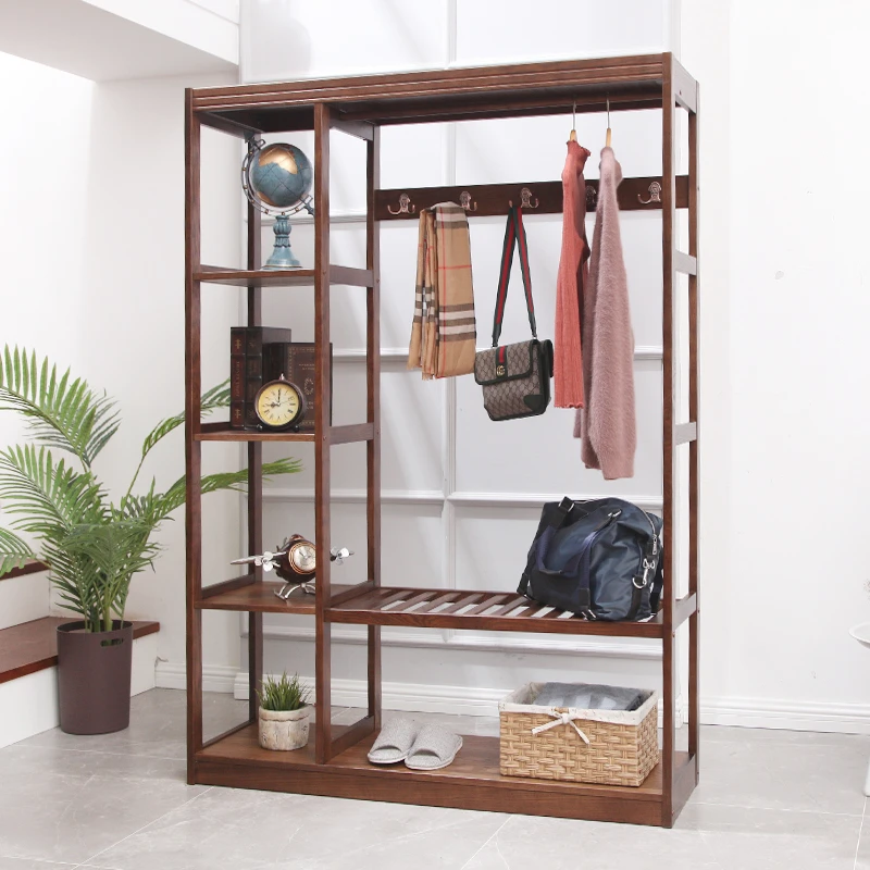 FZ929特价进口实木简易衣柜衣帽架组合柜