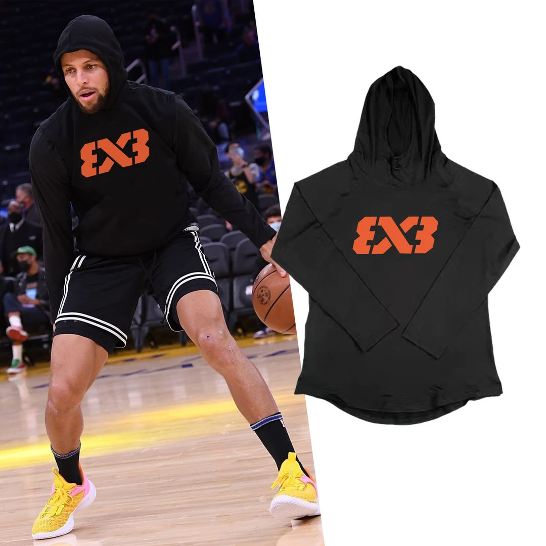 运动连帽打底衫男3V3库里詹姆斯长袖训练投篮服高弹速干健身衣服